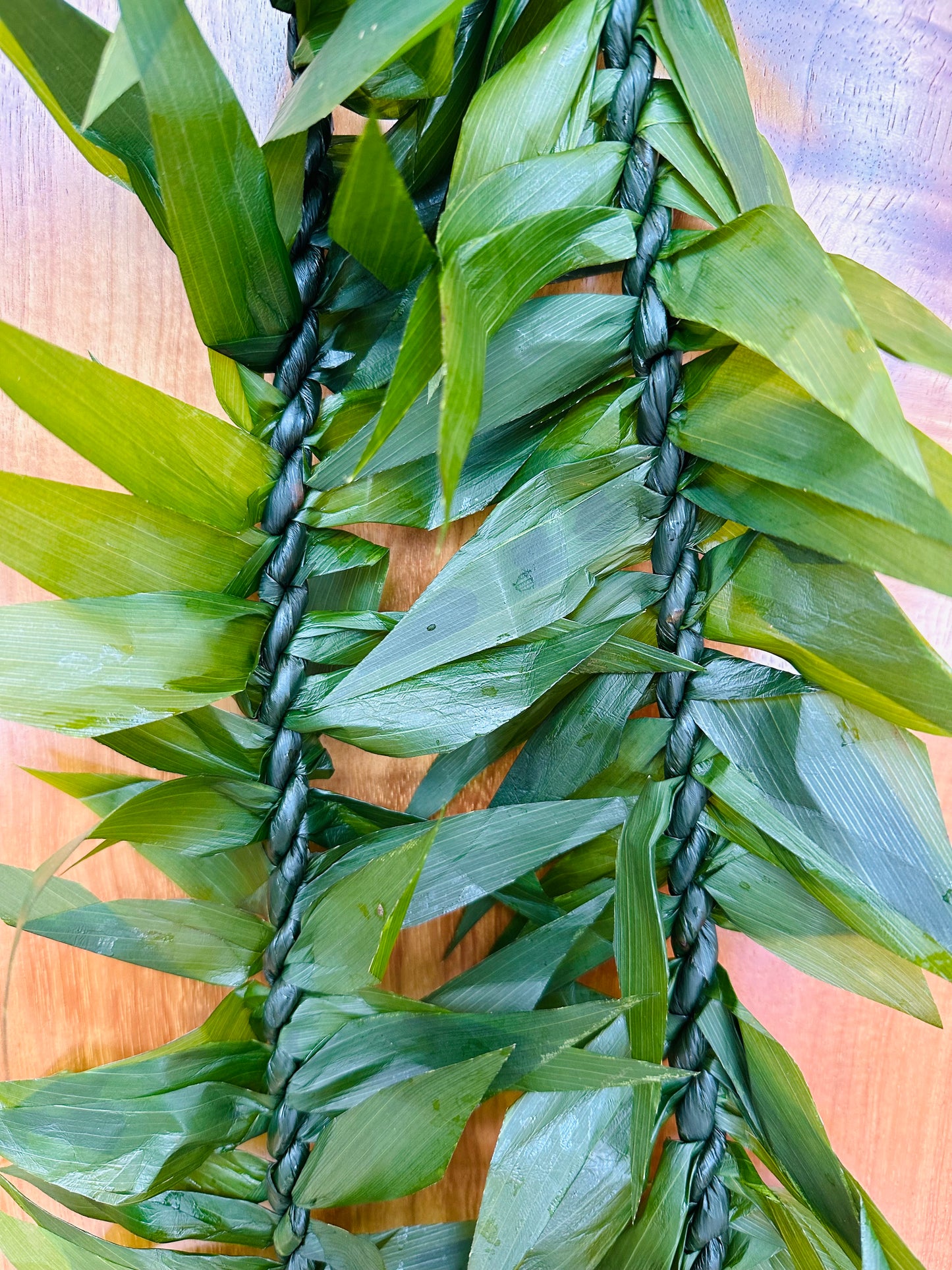 Double Ti Leaf Maile Lei (Fresh or Frozen)-PICK UP  DATE & TIME in "Special Instructions" textbox